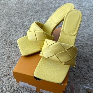 Yellow Square Toe Heels